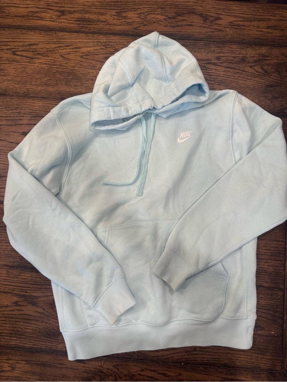 Nike Light Blue Pullover Hoodie with White Logo women’s size small